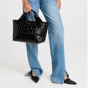New Anine Bing Maya Croc Embossed tote bag with crossbody strap